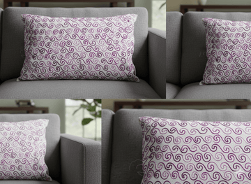 Handmade Aari Embroidered Cushion Cover – Purple Pink Spiral