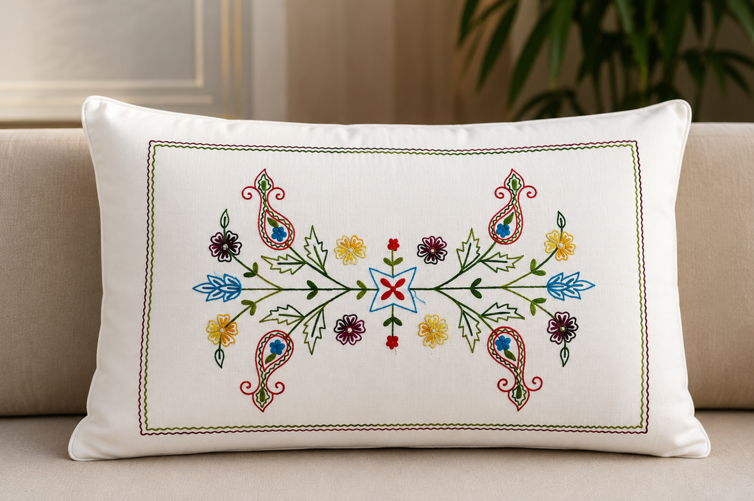 Premium White Cotton Embroidered Single Bedsheet with 17x27 Inch Pillow Cover | 60x90 Inch | Decor Kreations